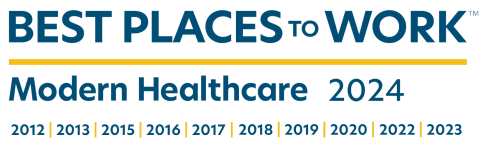 Logo for Modern Healthcare's "best places to work in healthcare" 2024 and previous years